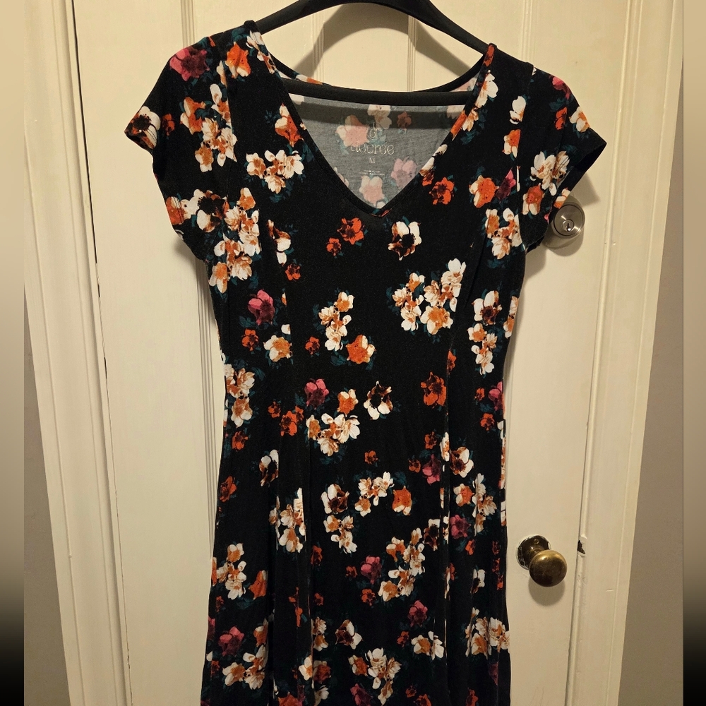 Black Floral Skater Dress